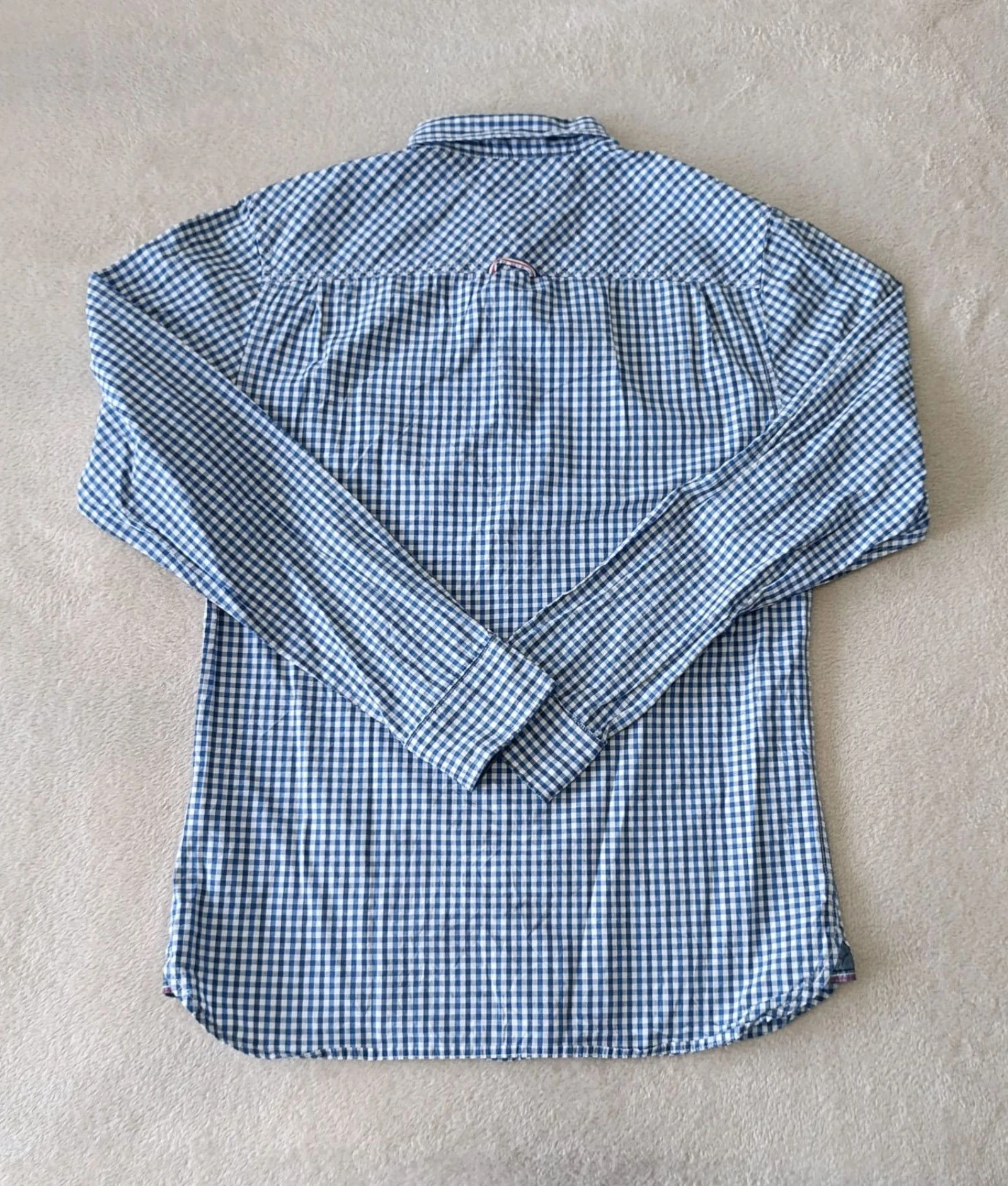 Camisa Tommy Jeans azul a cuadros blancos Logo bordado Talla M – photo 3